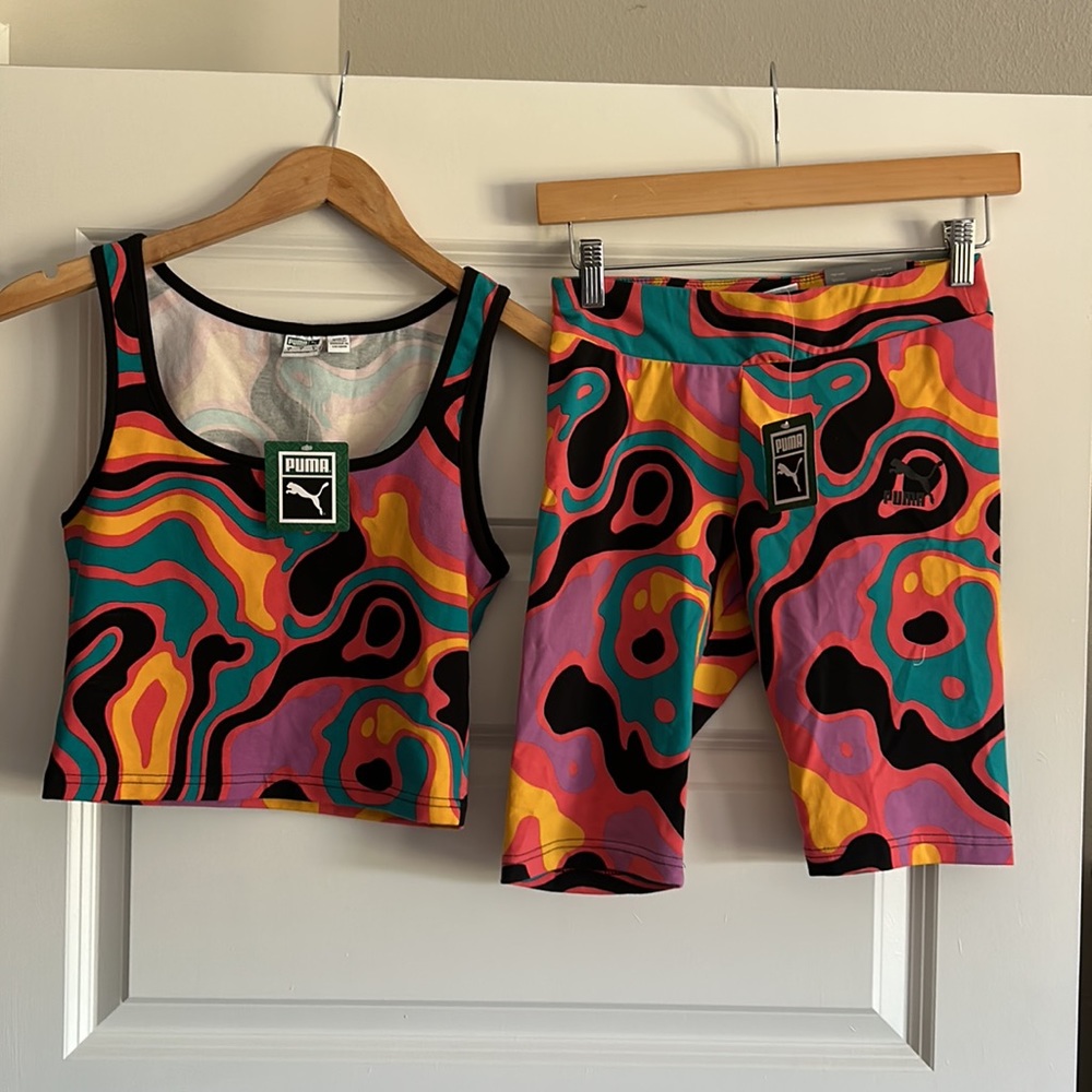 PUMA 2-PIECE ACTIVEWEAR SHORTS TOP SET SIZE S MSRP $70.00 NWT - Picture 2 of 10
